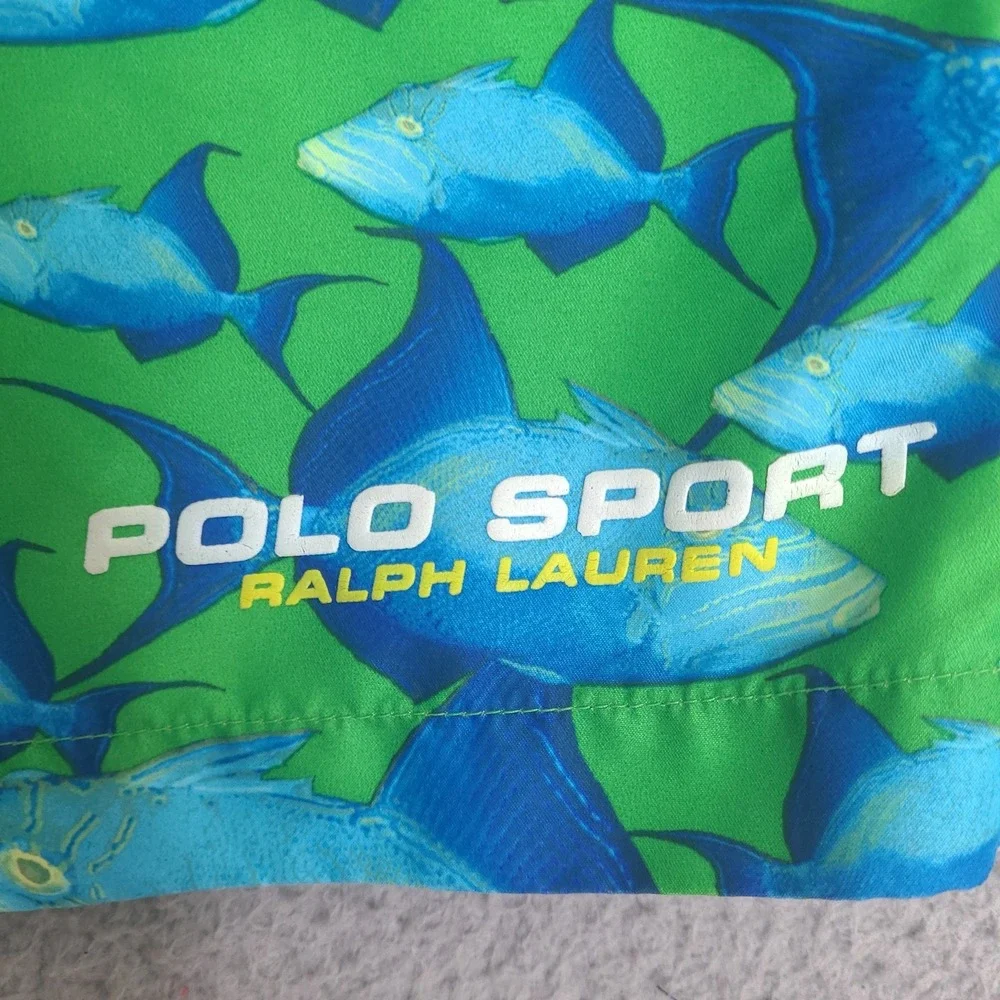 Polo‎ Sport Ralph Lauren Swim Trunks Mens XL 40 Waist Fish Shorts Blue Fish VTG